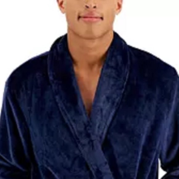 new BARITONE BLUE Club Room Super-Soft Plush Pajama Robe in Men's Size L / XL - Picture 4 of 6